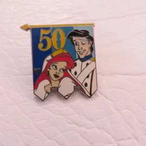 Disney Ariel and Prince Eric Hidden Mickey 50th Flag Pin