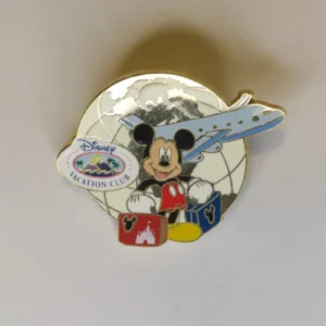 Disney vacation club traveling mickey with luggage, globe & jet airplane Pin