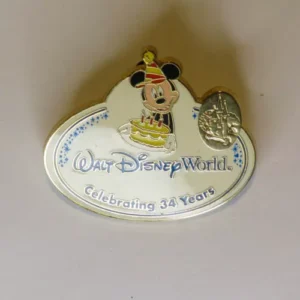 Disney WDW Celebrating 35 Years Name Tag Mickey Cake Cast Pin
