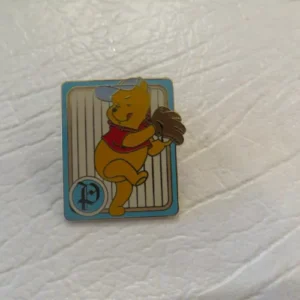 Disney Winne the Pooh Bear Playing Baseball Cast Lanyard Pin