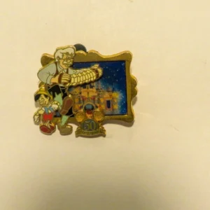 Disney Pinocchio Geppetto 50th Anniversary Gold Frame Disneyland Pin
