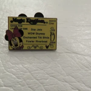 Disney Minnie Mouse D Ticket Yellow Cast Lanyard Pin