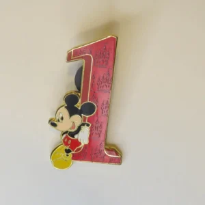 Disney Mickey Leaning on Red Number  Pin