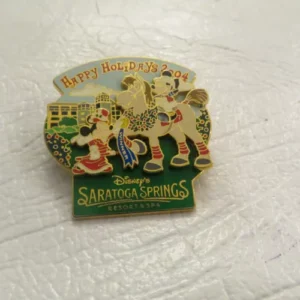 Disney Saratoga Springs Happy Holidays Mickey Minnie Horse Pin