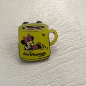 Disney Minnie Mouse Coffee Mug Yellow Hidden Mickey Pin
