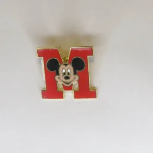 Disney   Mickey Head  Red Varsity M Letter Pin