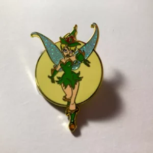 Disney Tinker Bell in Yellow Circle wearing Mistletoe Hat Pin