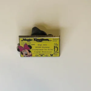 Disney WDW Minnie D Ticket Hidden Mickey Ticket Cast Lanyard # Pin