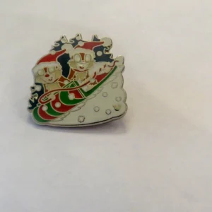 Disney Chip and Dale Snow Sled Racing Cast Lanyard Pin
