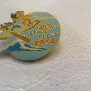 Disney Canoe Races Lilo Stitch 2002 Cast 39th Anniversary Pin