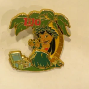 Disney Lilo Stitch Hula Skirt Record Player Pin