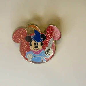 Disney Mickey Sparkle Ears  Brave Little Tailor Yellow Hat & Purple Scarf Pin