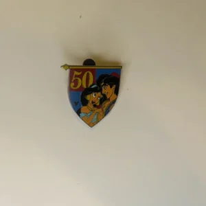 Disney Dlr Cast Lanyard 50th Banner Princess Jasmine & Aladdin Pin