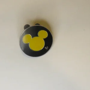 Disney Hidden Mickey Yellow Mickey Ears Icon Black Round Pin