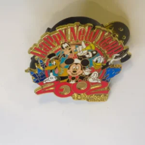 Disney World Pin Happy New Year 2002 Mickey Donald Goofy Pluto DLR