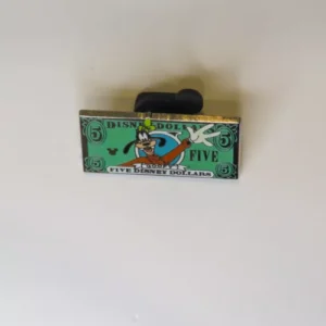 Disney WDW Dollar Five Dollars $5 Bill Goofy 2007 Hidden Mickey Pin