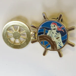 Disney  Pirates Of The Caribbean Skeleton At The Helm Ships Wheel Hinged  Pin