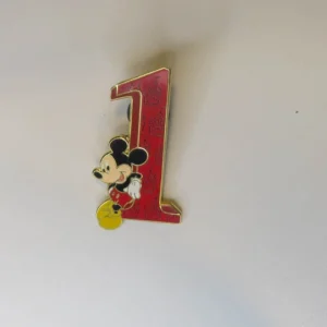 Disney Mickey Leaning On Red Number Pin