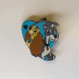 Disney Pin Trading Couples Mystery Pin Lady And The Tramp Teal Heart Puppy Love