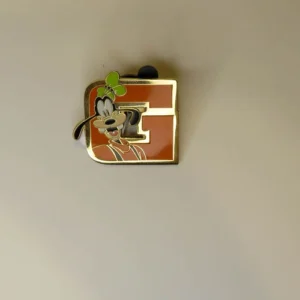 Disney’s Lanyard Pin Series 2004 Pluto Letter Orange Enamel Gold Tone