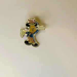 Mickey Mouse Independence Day USA Enamel Pin 1.5in American Flag Uncle Sam VTG