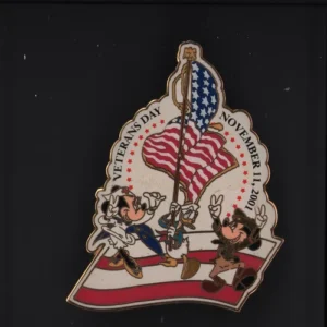 DISNEY WDW VETERANS DAY NOVEMBER 11 2001 MICKEY MINNIE DONALD PIN LE 5000
