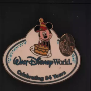 Disney Wdw Cast Exclusive 34th Anniversary Name Tag Mickey Mouse Pin