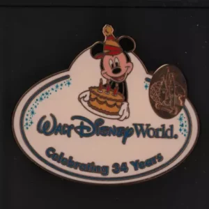 Disney Wdw Cast Exclusive 34th Anniversary Name Tag Mickey Mouse Pin