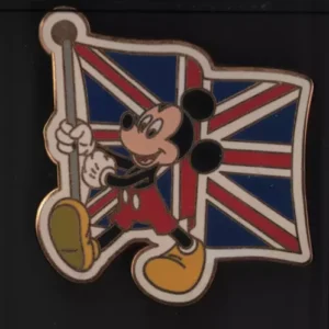 Disney Mickey Mouse Red White And Blue UK London Flag Head Vintage Pin (B7)