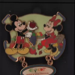 DISNEY WDW EPCOT FOOD WINE FESTIVAL 2006 PASSHOLDER MICKEY & MINNIE PIN LE 2000