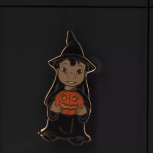 2003 Disney Lilo Dressed as Witch Holding Pumpkin Halloween Pin New on Card