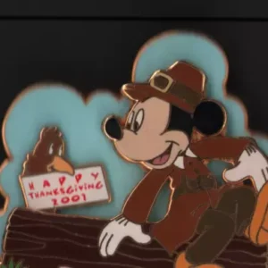 Disney Mickey Mouse Pilgrim Happy Thanksgiving 2001 Turkey Sign Slider