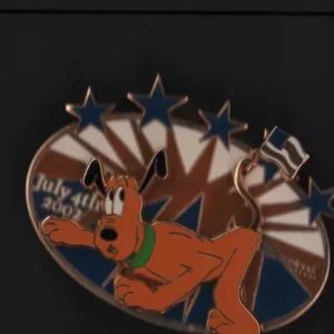 Disney Pin - Pluto Dog 4th Of July 2002 Flag And Stars Dlr Disneyland