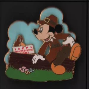 Disney Mickey Mouse Pilgrim Happy Thanksgiving 2001 Turkey Sign Slider
