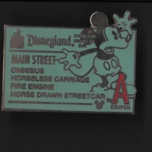 Disneyland Main Street Mickey A Coupon Ticket Pin Global Cast Lanyard