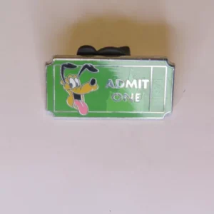 Disney Admit One Ticket Green Pluto Pin