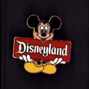 Disney pin 4374 Disneyland Mickey Mouse Holding Red Sign Black ...
