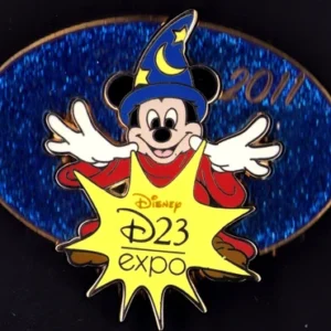 Disney D23 Expo 2011 Mickey Sorcerer Logo blue glitter LR Pin