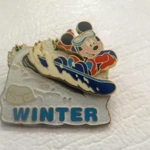 Disney Winter Snowboarding Mickey Mouse Slider Pin
